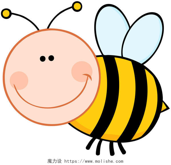 微笑着飞行的布尔蜜蜂卡通吉祥物形象